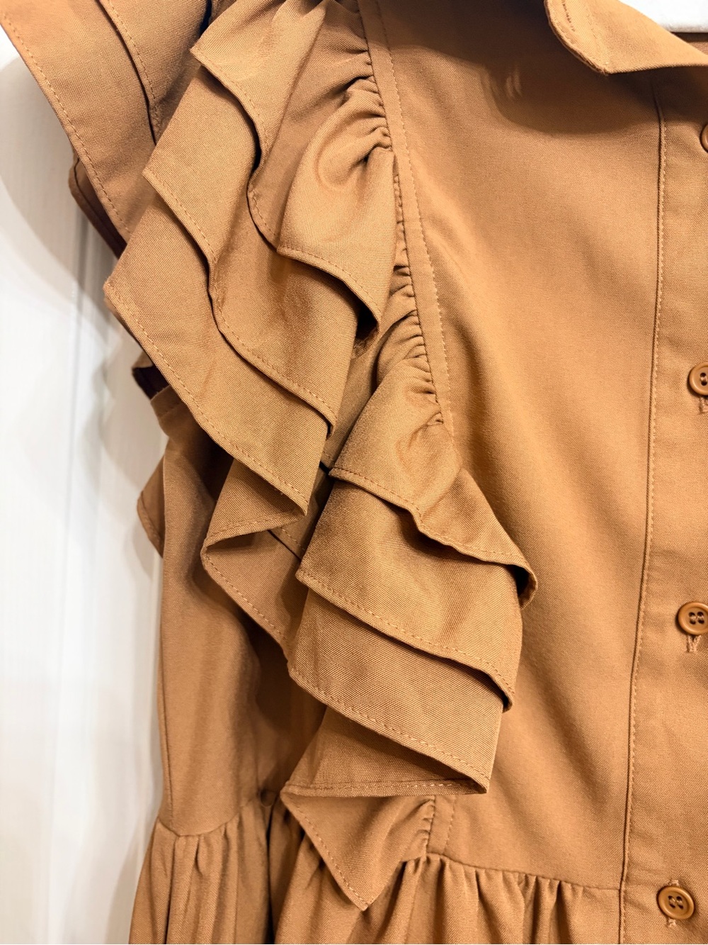 entro Button-Front Dress in Camel Brown - Picture 2 of 5